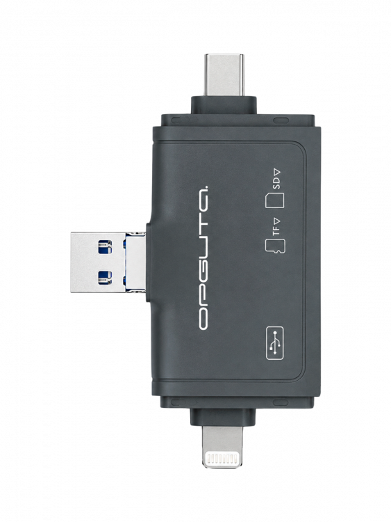 Картридер универсальный USB, Type-C, Lightning для карт памяти MICRO SD, SD Орбита OT-PCR27